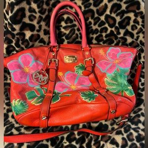 One of a kind Hand-painted Custom Michael Kors Hibiscus Bag